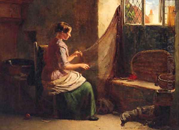 Mending The Nets Oil Painting by Thomas Chambers