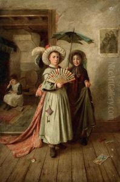 Giocando Alle Signore Oil Painting by Charles Hunt