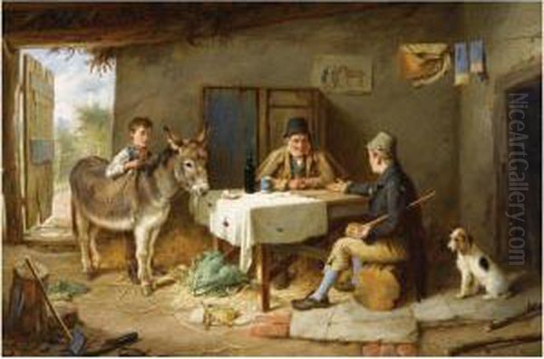 The Sale Of A Donkey Oil Painting by Charles Hunt