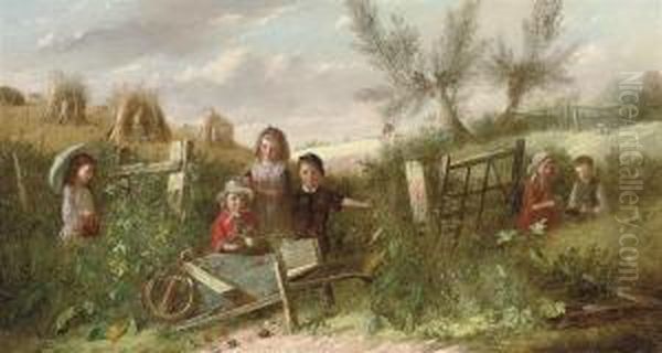 The Flower Pickers Oil Painting by Charles Hunt