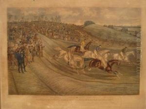 Northampton Grand National Steeplechase 1840 The Start Oil Painting by Charles Hunt