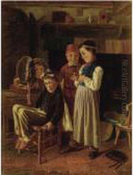 The Young Hairdresser Oil Painting by Charles Hunt