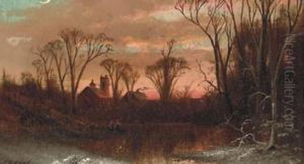 Twilight Of The Old Year Oil Painting by Charles Day Hunt