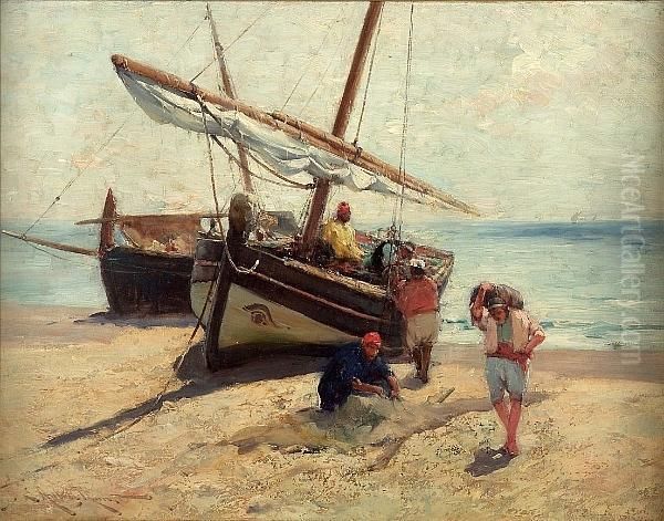 Moorish Fishermen Oil Painting by Edward Aubrey Hunt