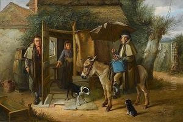 The Visitor Oil Painting by Charles, Hunt Jnr.