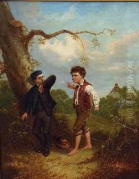 The Quarrel Oil Painting by Charles, Hunt Jnr.