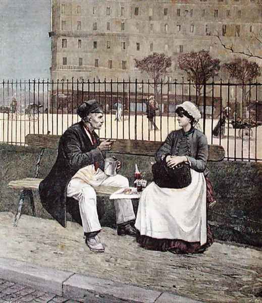 The Worker's Lunch, from 'Le Petit Journal', 1891 Oil Painting by Henri Cain