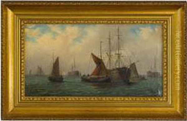 Harbour Scene Oil Painting by Millson Hunt