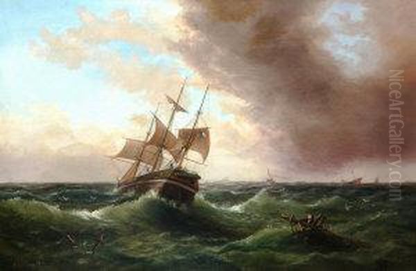 Shipwreck And Various Vessels In A Rough Sea Oil Painting by Millson Hunt