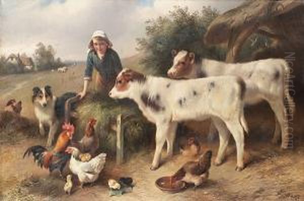 Feeding Time Oil Painting by Walter Hunt