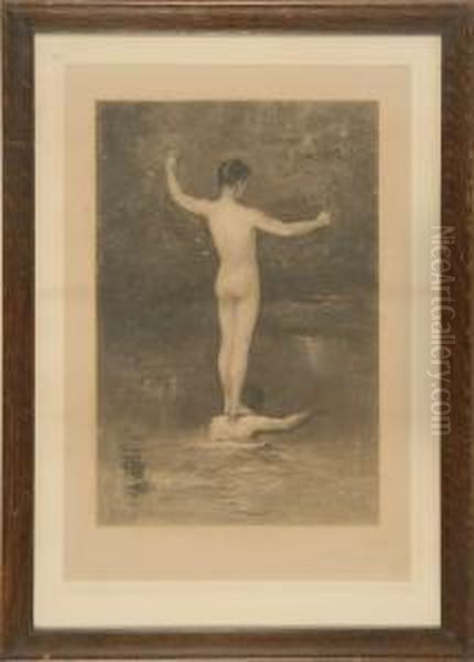 A Nude In A River Oil Painting by William Morris Hunt