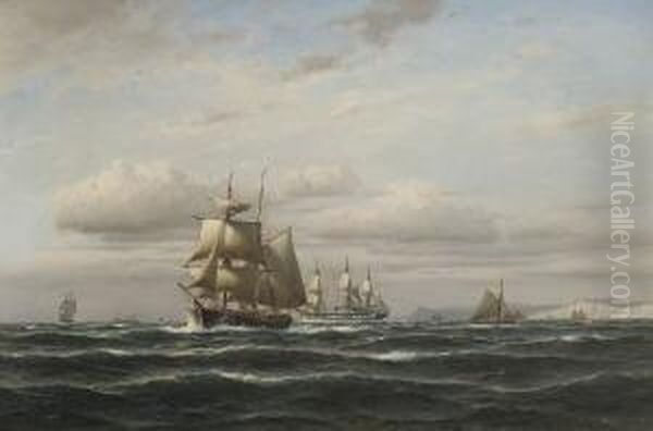 Marine. Oil Painting by Franz Johann (Wilhelm) Hunten