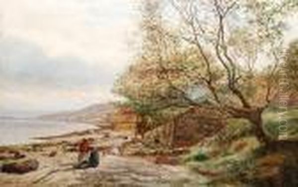 Figures On A Shore Oil Painting by Colin Hunter