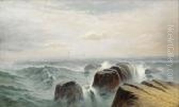 Rocky Seascape Oil Painting by Colin Hunter