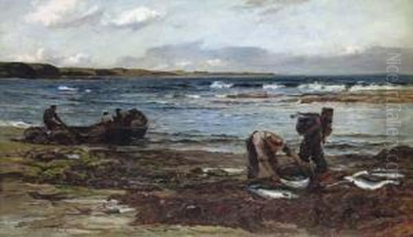 Salmon Fishers Oil Painting by Colin Hunter