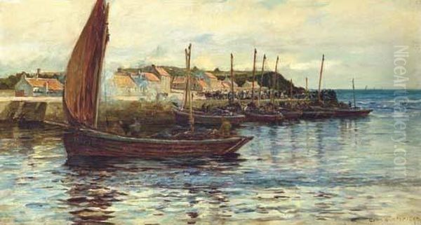 Shipping In The Harbour Of Oban Oil Painting by Colin Hunter