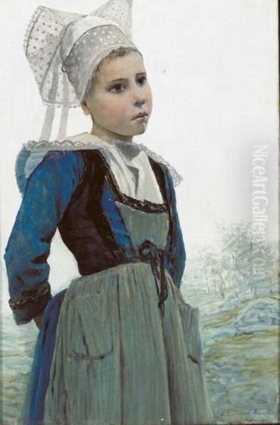 Breton Girl Oil Painting by George Sherwood Hunter