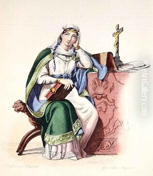 Heloise, illustration from 'Le Plutarque Francais', 1835 Oil Painting by Charles Abraham Chasselat