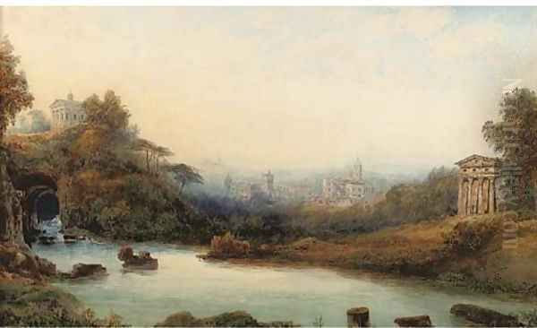 An Italian capriccio Oil Painting by William Crouch