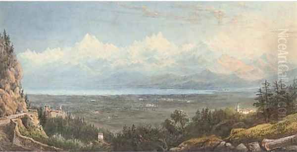 View of Mont Blanc Oil Painting by William Crouch