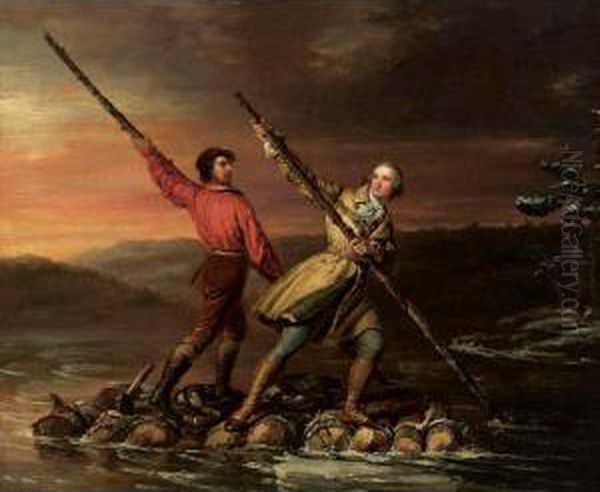 George Washington And Christopher Gist On The Allegheny River Oil Painting by Daniel Huntington