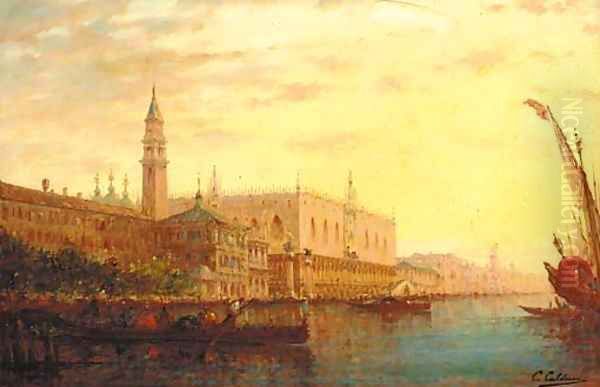 Il Bacino di San Marco, Venezia Oil Painting by Charles Clement Calderon