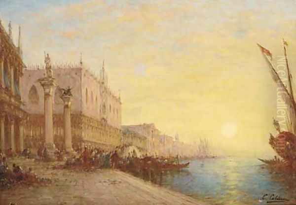 By the Piazzetta, St Mark's, Venice Oil Painting by Charles Clement Calderon