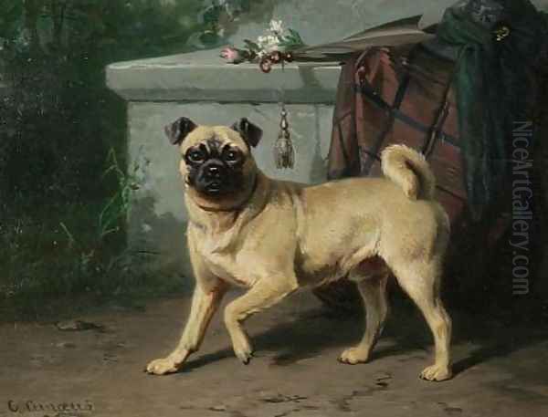 Pug Oil Painting by Conradyn Cunaeus