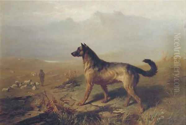 Guarding the flock in the Highlands, Scotland Oil Painting by Conradyn Cunaeus