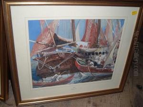 Dhows Oil Painting by Hal Hurst