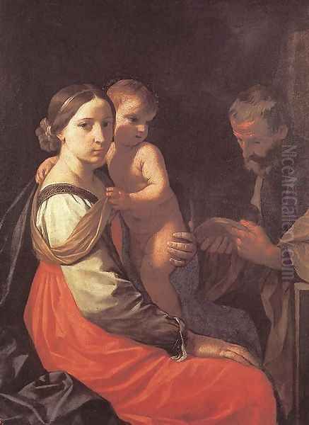 Holy Family Oil Painting by Simone Cantarini (Pesarese)