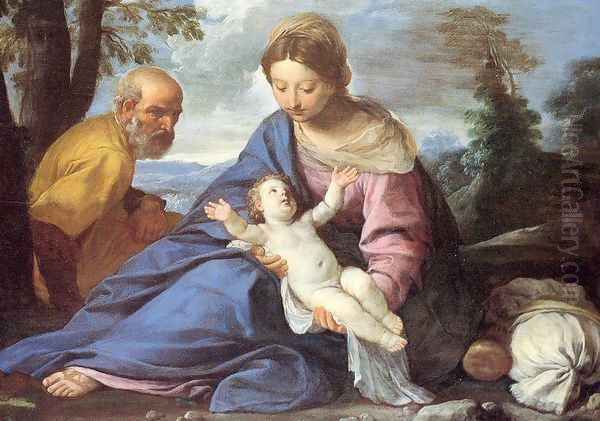 Rest on the Flight into Egypt Oil Painting by Simone Cantarini (Pesarese)