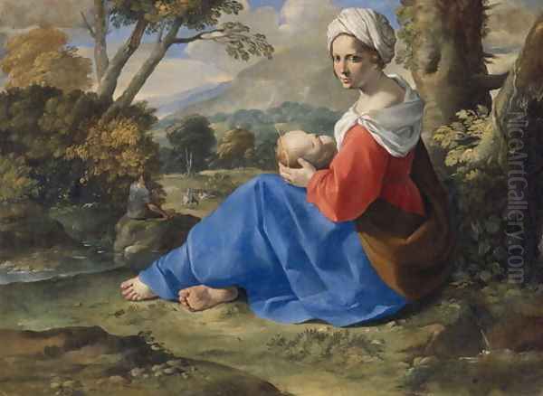 Rest on the Flight into Egypt 2 Oil Painting by Simone Cantarini (Pesarese)