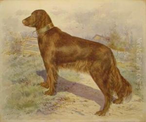 Setter In Landscape Oil Painting by Frank Townsend Hutchens