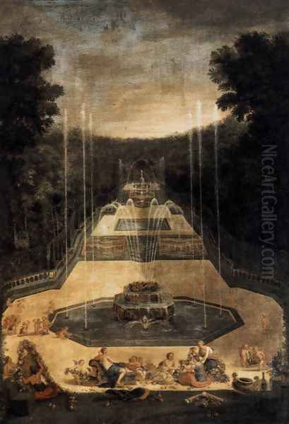 View of the Three-Fountain Grove (2) 1688-90 Oil Painting by Jean II Cotelle