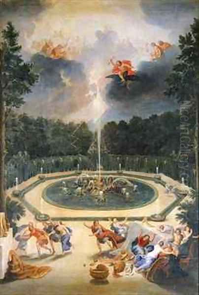 The Groves of the Versailles View of the Fountain of Enceladus with the Feast of Lycaon Oil Painting by Jean II Cotelle