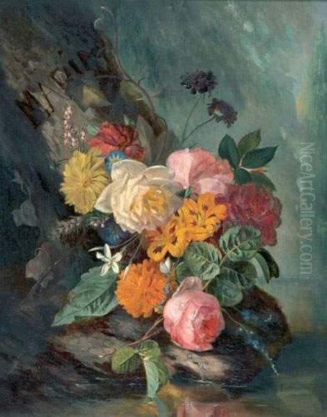 Bouquet De Fleurs Oil Painting by Francois-Joseph Huygens