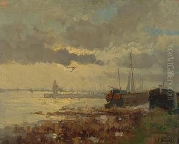 Morning Light Over An Estuary Oil Painting by Leon Huygens