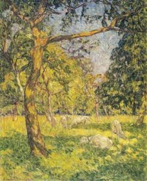 Moutons Dans Le Parc Oil Painting by Modest Huys