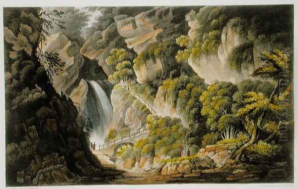 Waterfall at Shanklin, from 'The Isle of Wight Illustrated, in a Series of Coloured Views' Oil Painting by Frederick Calvert