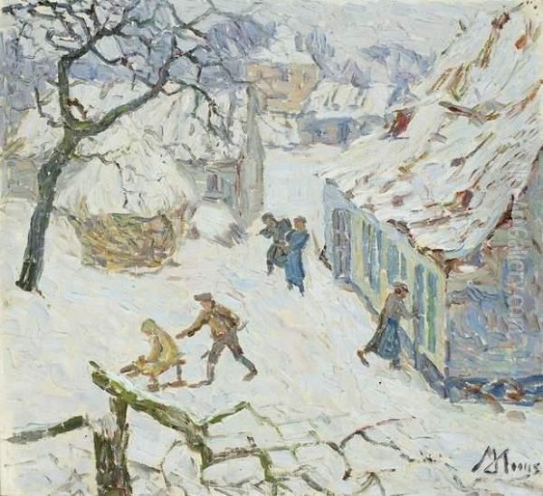 Hoeve In De Sneeuw Oil Painting by Modest Huys