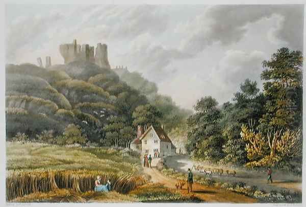 Carisbrook, from 'The Isle of Wight Illustrated, in a Series of Coloured Views' Oil Painting by Frederick Calvert