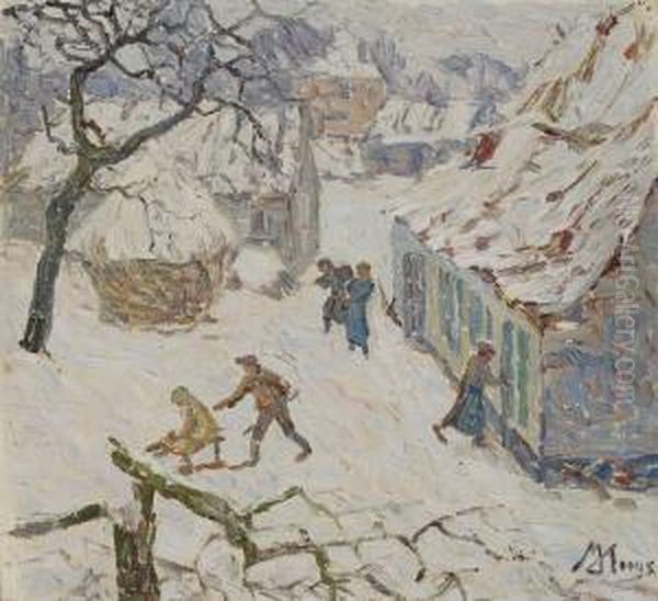 Beschoten Hoeve In Desneeuw (1919) Oil Painting by Modest Huys