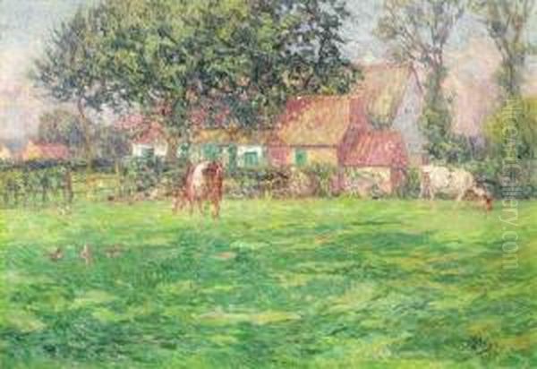 Zomer Bij De Hoeve (ca. 1914) Oil Painting by Modest Huys