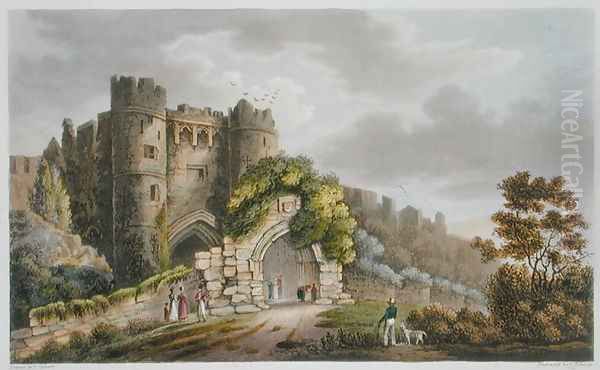 Carisbrook Castle, from 'The Isle of Wight Illustrated, in a Series of Coloured Views' Oil Painting by Frederick Calvert