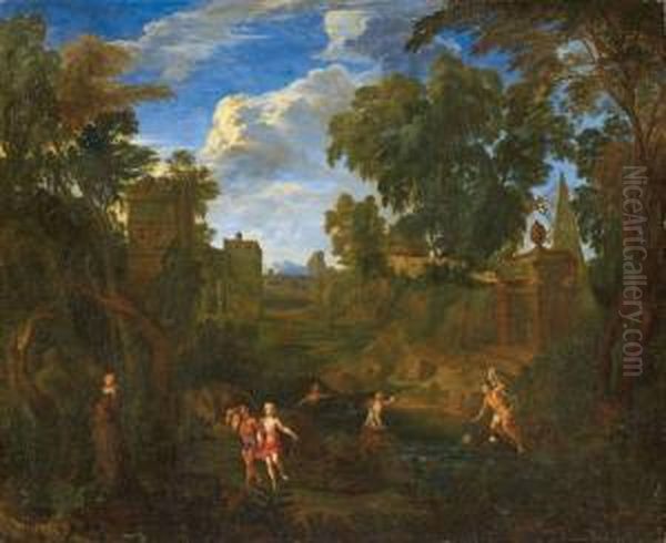 Landschaft Mit Badenden Nymphen Oil Painting by Cornelis Huysmans