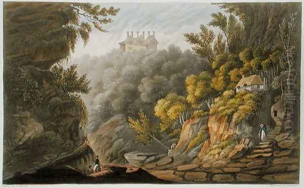 Shanklin Chine, from 'The Isle of Wight Illustrated, in a Series of Coloured Views' Oil Painting by Frederick Calvert