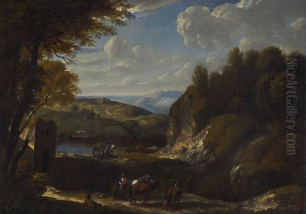 Sudliche Landschaft Mit Einem Kleinen See Oil Painting by Cornelis Huysmans