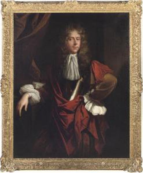 Portrait Of A Gentleman, 
Three-quarter-length, In A Buff Coat, Abreast Plate And A Burgundy Wrap Oil Painting by Jacob Huysmans