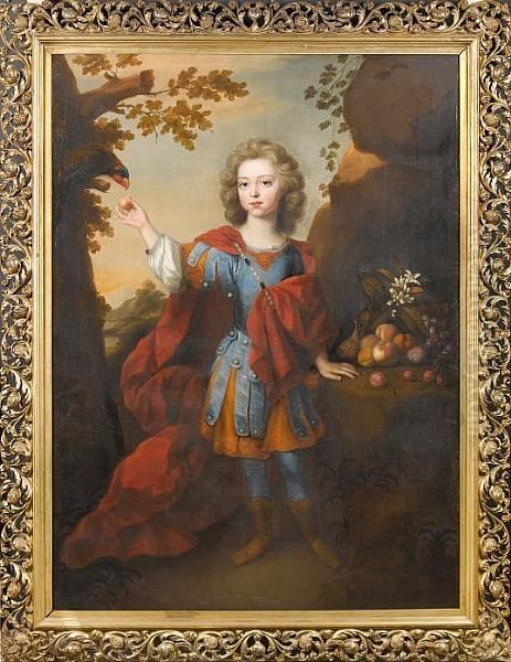 Portrait Of A Boy, Standing 
Full-length, In Roman Dress, In A Landscape, Feeding A Parrot, Beside A 
Still Life Of Fruit Oil Painting by Jacob Huysmans